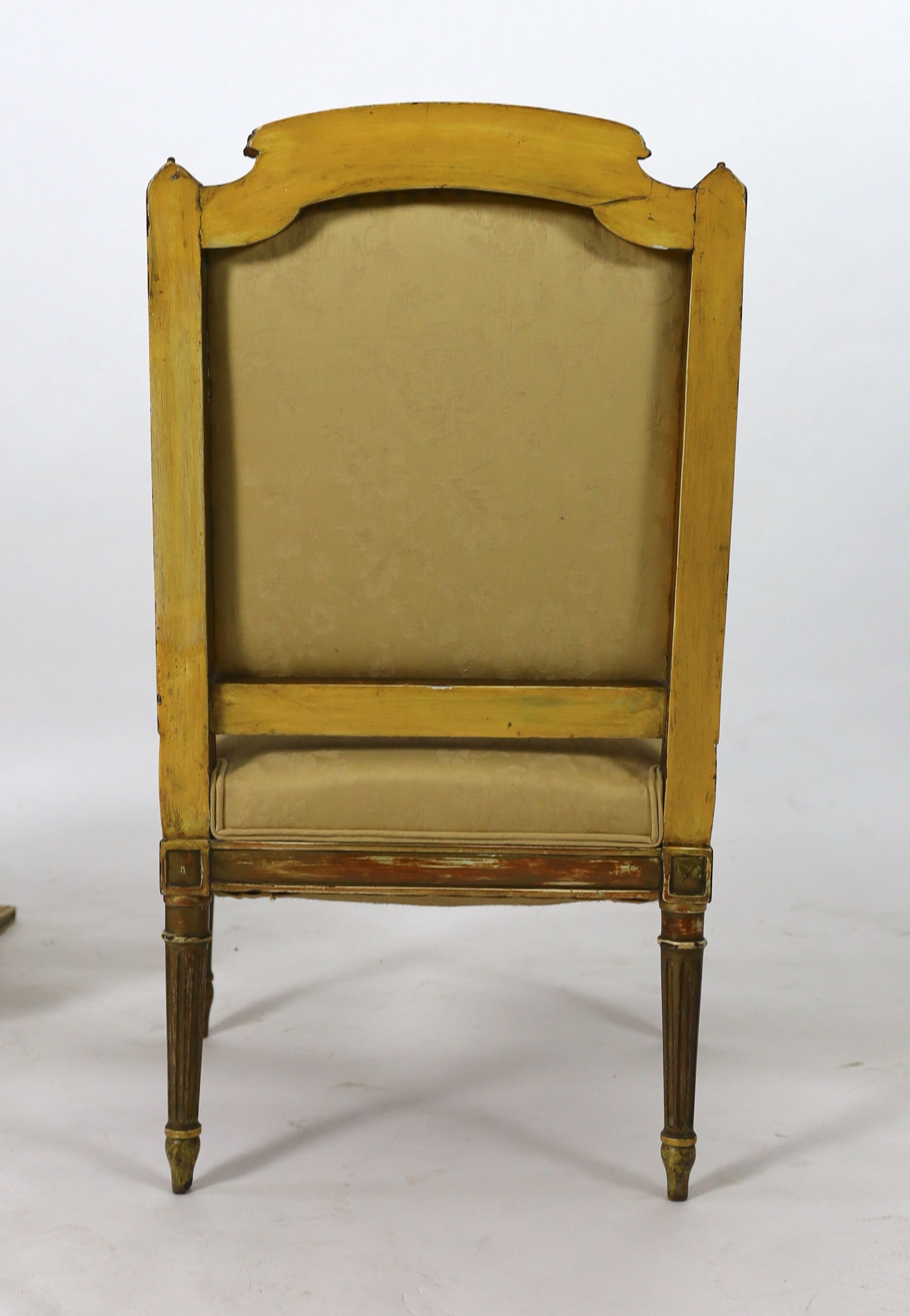 A good pair of 19th century French gilt wood elbow chairs 101 cm high, 62cm wide.